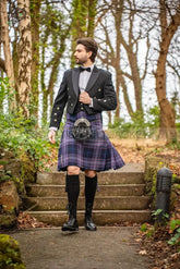 Complete Highland dress with sporran and plaid